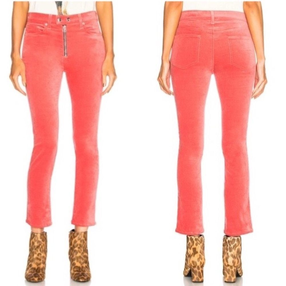 RAG & BONE Dojo High-rise Stretch-velvet Cigarette-leg Jeans Washed Red 27